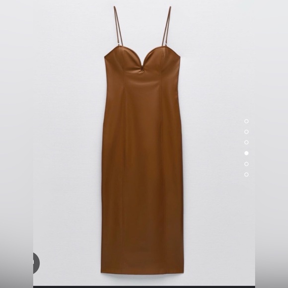 Zara Strapless Leather Brown Dress M 🤎 - Picture 6 of 10